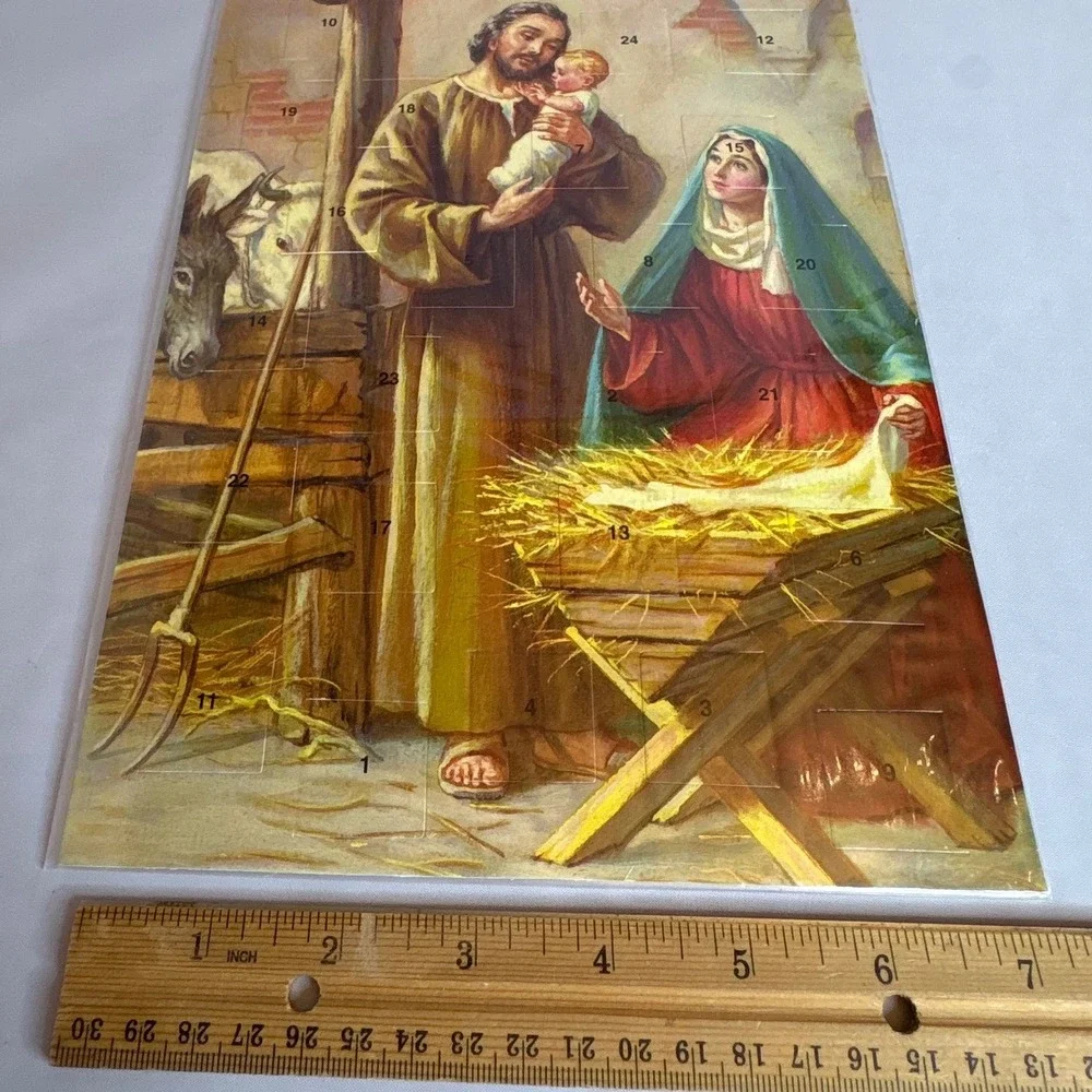 2 Vintage Christmas Nativity‎ Scene Advent Calendar 2000 Autom Doors Baby Jesus